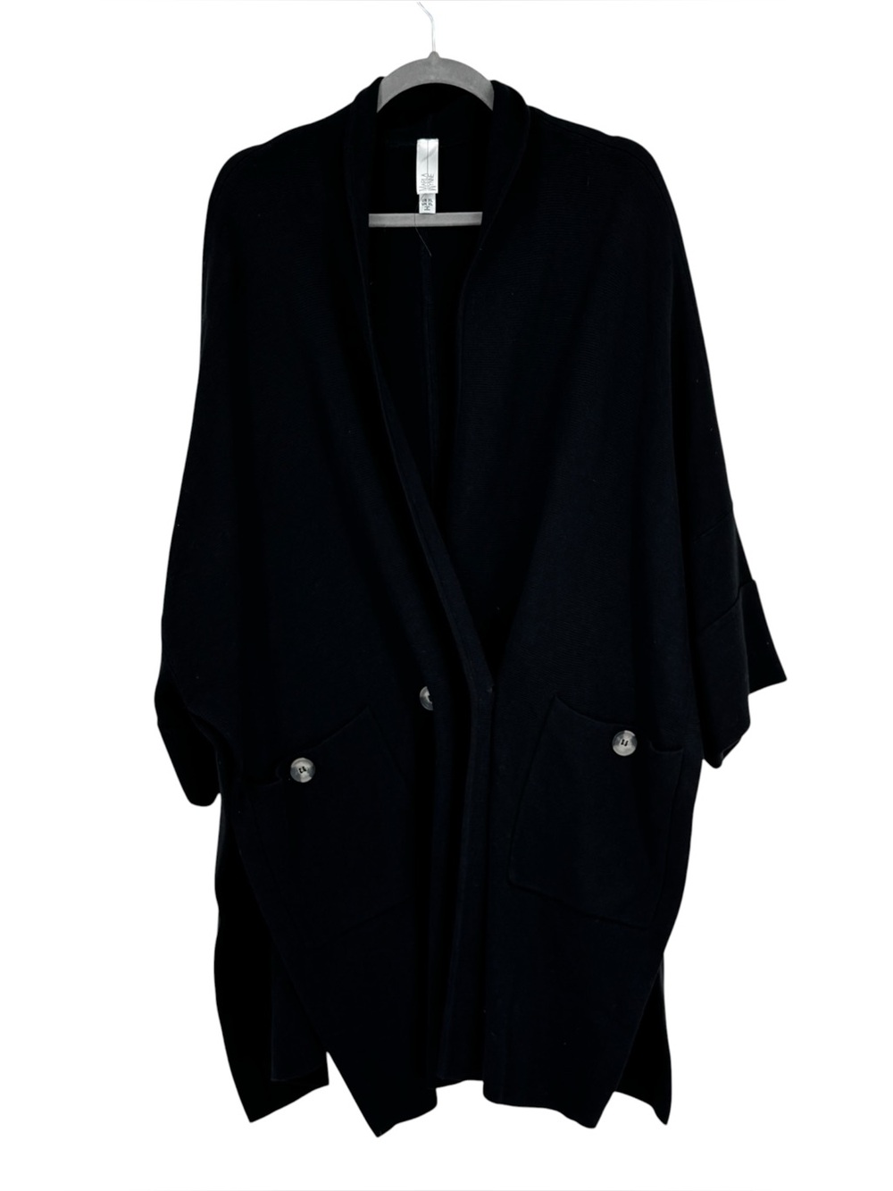 NWOTS Marla Wynne XL Oversized Black Cotton/Viscose 1 Button Closure Cardigan